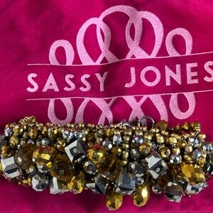 Sassy Jones Rochinda Glass Bangle - Gold/Silver Bracelet
